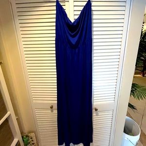 Blue strapless maxi dress